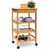 Relaxdays Carrello Cucina James L, in bambù, HBT 80,5 x 50 x 37 cm, Mobile con Rotelle, Ripiani, Cestini, Legno Naturale