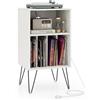 GIANTEX Scaffale per Giradischi a 3 Livelli, Stand per Giradischi Domestico con Stazione di Ricarica, Tavolo Porta Dischi in Vinile con Mensola e 4 Divisori, Scaffale Espositivo (Bianco)
