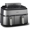 Philips NA555-00 Serie 5000 Friggitrice ad aria 9L 2750W Doppio Cestello 19 Programmi Cottura a Vapore colore Argento