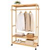 Relaxdays portaabiti in bambù con rotelle, Colore Naturale