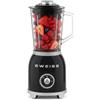 SWEISS MXV9 frullatore elettrico vintage, 2 velocità e funzione pulse, 6 lame in acciaio inox, capacità 1,5 l, recipiente in vetro, piedini antiscivolo, interruttore di sicurezza, 1000 W, nero