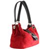 Chicca Borse Pochette a Mano da Donna in vera pelle scamosciata 100% made in Italy 26.5x18x12 cm, Rosso