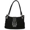 Chicca Borse Borsa donna borsa in pelle scamosciata borsetta italiana - Nero