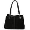 Chicca Borse Borsa da donna borsa in pelle scamosciata borsetta italiana - Nero