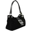 Chicca Borse Pochette a Mano da Donna in vera pelle scamosciata 100% made in Italy 26.5x18x12 cm, Nero