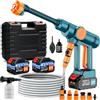 reffmov Idropulitrice Portatile a Batteria con Collegamento a Rubinetto Diretto,Idropulitrice Elettrica Portatile Senza Fili con 2×3.0Ah Batteria, Ugello 6 in 1,per Auto, Giardino,Terrazza,Prato e Irrigazione