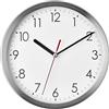 TFA Dostmann Orologio da parete analogico moderno senza ticchettio, 60.3074, in acciaio inox, 23 cm, senza ticchettio, soggiorno, ufficio o cucina, funzionamento a batteria, per casa, facile da