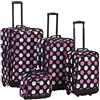 Rockland Set di 4 valigie a pois, Mulpink Dots, Taglia unica, Set di valigie stampate da 4 pezzi