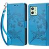 KENHONER Custodia per Motorola Moto G54 5G Cover, Blu | Portafoglio in Pelle PU Retro, Antiurto Flip, Slot per Schede, Funzione Stand, Chiusura Magnetica