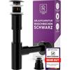 M. ROSENFELD HOME Sifone lavabo nero opaco con scarico pop-up, chiusura odori in acciaio inossidabile 1¼, con troppopieno, tubo di immersione 70-150 mm, set completo per bagno moderno