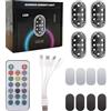 Generico Illuminazione Auto Interno Wireless Set da 4 Pezzi 8 Colori con Telecomando | LED Senza Fili per Bicicletta per Ambiente per Auto Moto Camper Furgone Bici Portiera
