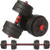 BAKAJI Set Manubri da 25kg (4x2.5kg+4x2kg+4x1.5kg) Bilanciere Pesi Fitness Rosso e Nero