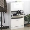 BAKAJI Scarpiera 3 Ante Ripiani Doppia Profondita in Legno 59x22x105 cm Bianco Lucido