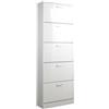 BAKAJI Scarpiera 5 Ante Ripiani Doppia Profondita in Legno 59x22x169 cm Bianco Lucido
