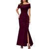 Dasongff Abito da sera di gala, abito lungo da donna, in raso elegante, sexy, con spacco a spalla, per ballo di fine anno, matrimonio, cocktail, da sera, lungo matrimonio, festa, abito a buon mercato