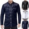 Dasongff Camicia da cowboy western a maniche lunghe da uomo vestibilità aderente stile western camicia con bottoni country western hippie costume da cowboy - Camicia per il tempo libero