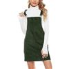 Dasongff - Abito in velluto a coste da donna, salopette, casual, elegante, tinta unita, combinazione con bretelle regolabili e tasche, salopette, vestito a-line, B1 Verde, M