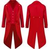 Dasongff Giacca Smoking Gotico Uomo Deguisement Vintage Medieval Costume Coda di Pie Adulto Cavaliere Steampunk Victoriano Cappotto Mi Lungo Cosplay Carnevale Rinascimento Blazer Uniforme Punk Retro, B Rosso,
