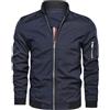 Jinsha Uomo Primavera-Autunno Casual Bomber Leggero Jacket Classica Cotone Softshell Cappotto Sottile Sportiva All'Aperto Collo da Baseball Estivo Giacca Militare Comodo Varsity Giubbotto Blu XL