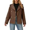 Dasongff Trench - Giacca corta da donna, con doppio petto e chiusura a doppio petto, marrone, M