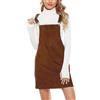 Dasongff - Abito in velluto a coste da donna, salopette, casual, combinazioni e combishorts, elegante, tinta unita, con bretelle regolabili e tasche, salopette con gonna a linea A, B1 Marrone, XXL