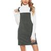 Dasongff - Abito in velluto a coste da donna, salopette, casual, combinazioni e combishorts, elegante, tinta unita, con bretelle regolabili e tasche, salopette con gonna a linea A, B1 Grigio, XL