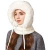 Dasongff Inverno Caldo A Maglia Cappello E Set Di Copricollo, Balaclava Cappello Cappello Cappello A Maglia Flessibile Con Palla Di Peli, Passamontagna Donna per Sport All'aperto Taglia Unica, bianco, Taglia
