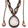 TIANXIAOQWE Collana da donna con ciondolo intrecciato in quarzo rosa naturale, a forma di goccia d'acqua, realizzata a mano, con corda intrecciata e macramè, 81cm, Pietra, Quarzo