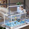 JYBBST Acquario Per Pesci, Vivario Per Tartarughe Piccole, Acquario Betta,Acquario Per Tartarughe Da Tavolo Trasparente Per Pesci Per Acquari Piccoli E Granchi, Paesaggio Ecologico(White,Small)