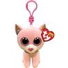 TY - Anello Porta Chiavi di Peluche - Beanie Boos Clips - Gatto - Fiona - Rosa - Occhioni e Orecchie Glitter - Collare Glitterato - Il Peluche con Gli Occhi Grandi Scintillanti - 12 Cm - 35247