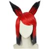 Waslary Alastor Parrucca Adulto Corto Nero Rosso Capelli Anime Cosplay Parrucca Halloween Costume Accessori