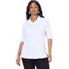 Ulla Popken Polo da Donna Taglie Forti, Taglie Forti, Classic, Pima Cotton, Colletto Polo, Mezza Manica 820757, Bianco, 52/54 IT