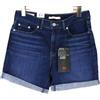 Levi's Premium Big E Classic Pantaloncini Donna W28 Blu Stretch Con Zip Nuovo