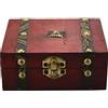 Graootoly Vintage Wooden Treasure Chest Storage Box Lock Organizer Case Foldable Mini Small Wood Home Decor Container Trinket Jewelry Bin