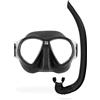Cressi dal 1946 - Nautilus Combo - Maschera Breezy Lenti Separate in Policarbonato + Snorkel Mini Vibe Tubo TPR Boccaglio Silicone Ideale per Snorkeling e Nuoto in Superficie - Nero_Taglia Unica