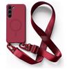 2NSPDRGNI Magnetica Cover con Collana Compatibile con Samsung Galaxy S22,Case con Laccio per Il Collo Custodia con Cordino,Rosso