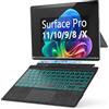 inkolelo Tastiera Microsoft Surface Pro 11 per Surface Pro 11/10/9/8/X, tastiera Microsoft Surface Pro da 13 pollici con spazio sottile per penna, con retroilluminazione a 7 colori e touchpad di precisione