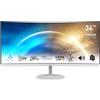 msi PRO MP341CQW Monitor Curvo 34 UWQHD (3440 x 1440), Pannello 21:9, 100 Hz, 1 ms (MPRT), Anti-Flicker, Less Blue Light, Speaker integrati, 2x HDMI 2.0b, 1x DP, VESA 100x100, Bianco