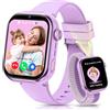AIMIUVEI 4G Smartwatch Bambini, Orologio GPS Bambini con Chiamate Videochiamate, Chat Vocale, Modalità Scuola, Doppia Fotocamera, Sveglia, Contapassi, IP68 Calcolatrice Smart Watch per Ragazzi e Ragazze, Viola