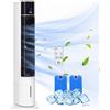 HOMCOM Ventilatore a Torre Raffrescatore Evaporativo 3 Modalità e 3 Velocità, Raffreddatore d'Aria Portatile con Timer e Telecomando, 60W, Bianco