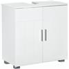 kleankin Mobile Sotto Lavabo Bagno Salvaspazio a U con 2 Ante e Ripiano Interno Regolabile, 60x30x60cm, Bianco|Aosom