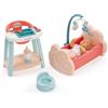 Ecoiffier - Set Nursery per Bambole con Culla, Seggiolone e Lettino, Bambola Inclusa, Gioco di Ruolo Educativo per Bambini dai 18 Mesi, 7900001833