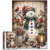 Tucocoo Puzzle invernale per adulti, 1000 pezzi, pupazzo di neve rustico, cardinale, uccellini, puzzle natalizio, decorazione artistica per le vacanze, rilassante rompicapo, regalo per gli amanti degli