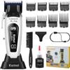 KEMEI 90-4 - Tagliacapelli professionale da uomo, 11500 giri/min, con display LED, tagliacapelli senza fili con lama DLC e base di ricarica, tagliacapelli da 2000 mAh per barbieri