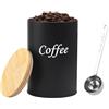 GANILITY Barattoli Caffè, 500 ml Contenitore per la Conservazione dei Chicchi di Caffè, Barattolo Ermetico con Cucchiaio in Acciaio Inossidabile, Contenitore Ermetico, per Conservare Zucchero(Nero)