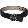 ARMANI EXCHANGE Bicolore, Fibbia Con Logo, Cintura, Donna, Nero/Oro, XXL
