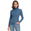 Qaffier Maglia da donna a maniche lunghe, casual, leggera, a collo alto, aderente, termica, a strati attivi
