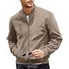 TOSHIKII Giacca Casual in camoscio Finto da Uomo Vintage Suede Varsity Giacca Leggera in camoscio Bomber Giacche