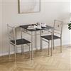 Vida Designs Roslyn - Set tavolo da pranzo e sedie a 2 posti, compatto, 3 pezzi, set da cucina per colazione, moderno e salvaspazio, colore: nero