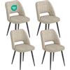 WAFTING Bicolore Patchwork Sedie da Pranzo Set di 4, Kaki